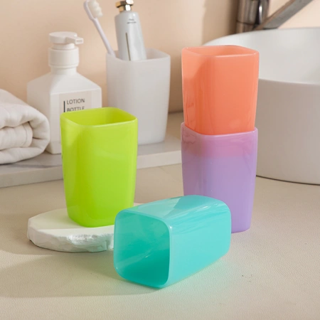 【CL】25Q4#6119 Mengfen Square Water Cup (320ml) Red + Green + Blue + Purple Mixed 【CL】25Q4#6119 Mengfen Square Water Cup (320ml) Red + Green + Blue + Purple Mixed